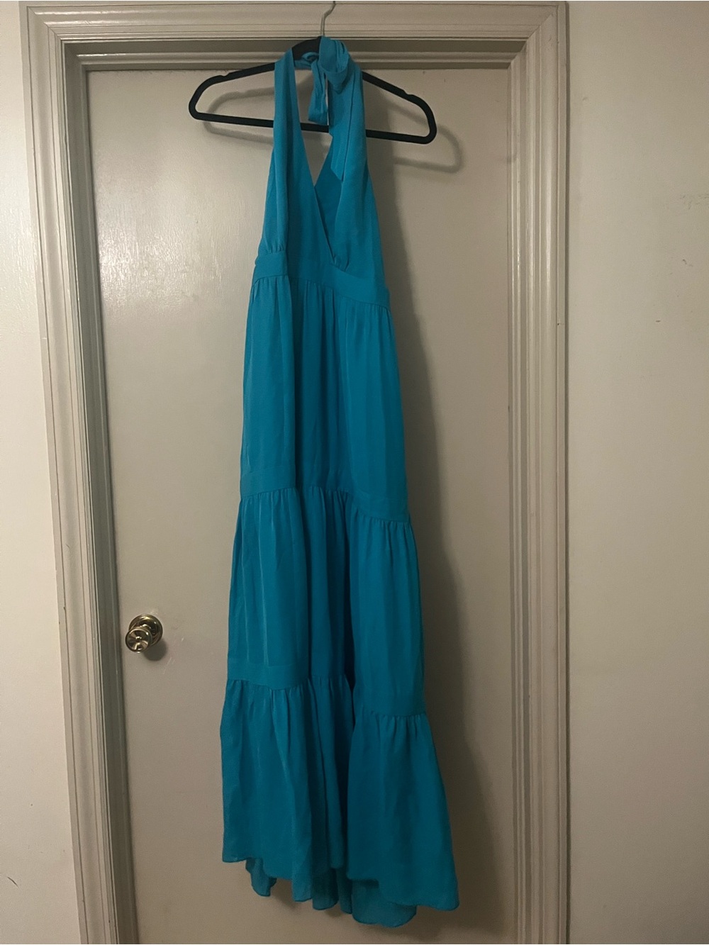 Talbots Turquoise Blue Halter Maxi Dress